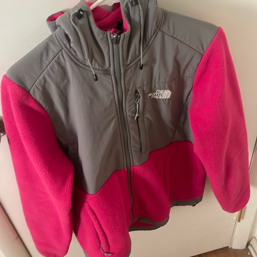 North face pink/gray fleece jacket